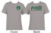 Gray T-shirt printed with PRA logo