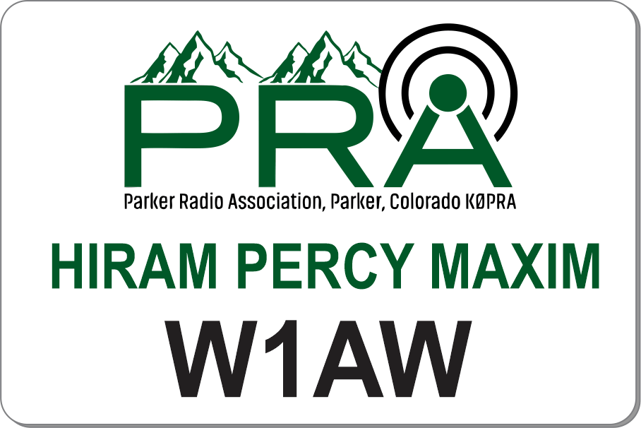 PRA-1 magnetic name badge for Parker Radio Association