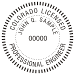 Petersen Specialty - Colorado Professional Engineer Seal that will fit in your pocket. This and more custom engineer seals for every state available now. Order Today!