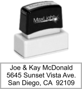 MaxLight Small Address Stamp, Return Address, self-inking address, pre-inked address, custom address, personalized address, address stamp, Xl2-115, Max Light, MaxLight 115, MaxLight XL2-115