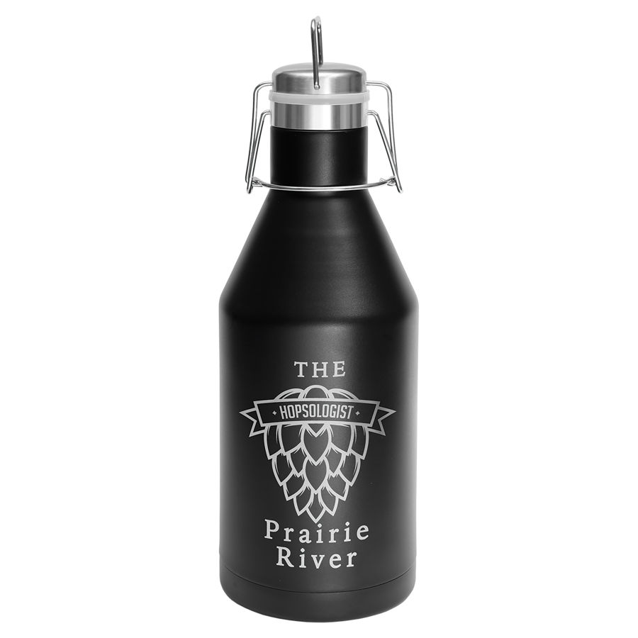 Polar Camel 64 oz. Black Vacuum Insulated Growler with Swing-Top Lid.  Personalize with your own design.