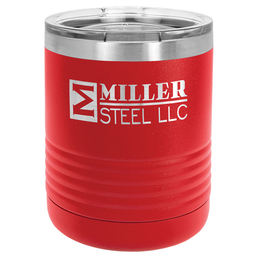 10 oz Powder Coated Red Stainless Steel Polar Camel insulated tumbler.  Customizable with your personal image or saying.