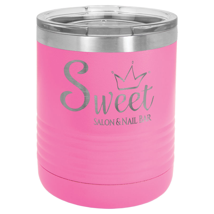 10 oz Powder Coated Pink Stainless Steel Polar Camel insulated tumbler.  Customizable with your personal image or saying.
