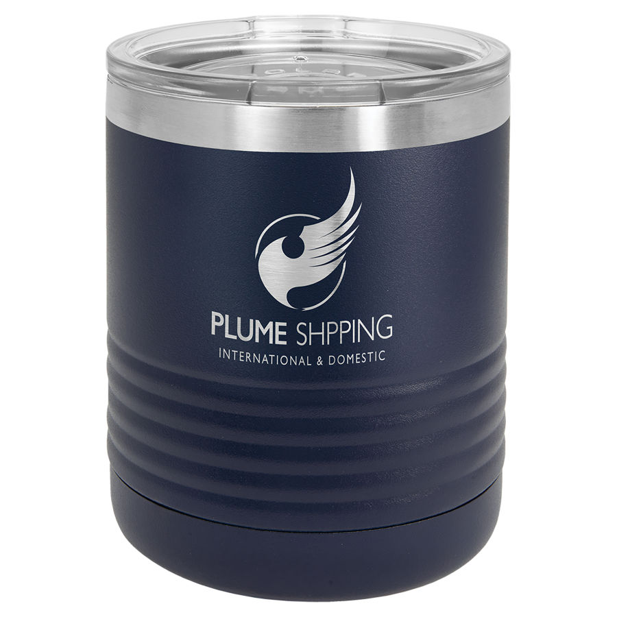 10 oz Powder Coated Navy Stainless Steel Polar Camel insulated tumbler.  Customizable with your personal image or saying.