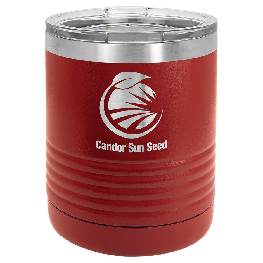 10 oz Powder Coated Maroon Stainless Steel Polar Camel insulated tumbler.  Customizable with your personal image or saying.