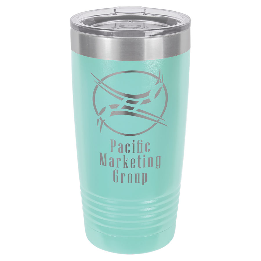 20 oz Teal Powder coated Stainless Steel Polar Camel insulated tumbler.  Customizable with your personal image or saying.