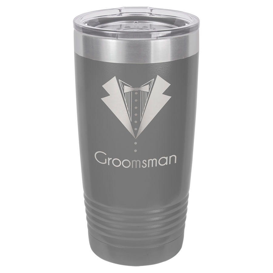 20 oz Dark Gray Powder coated Stainless Steel Polar Camel insulated tumbler.  Customizable with your personal image or saying.