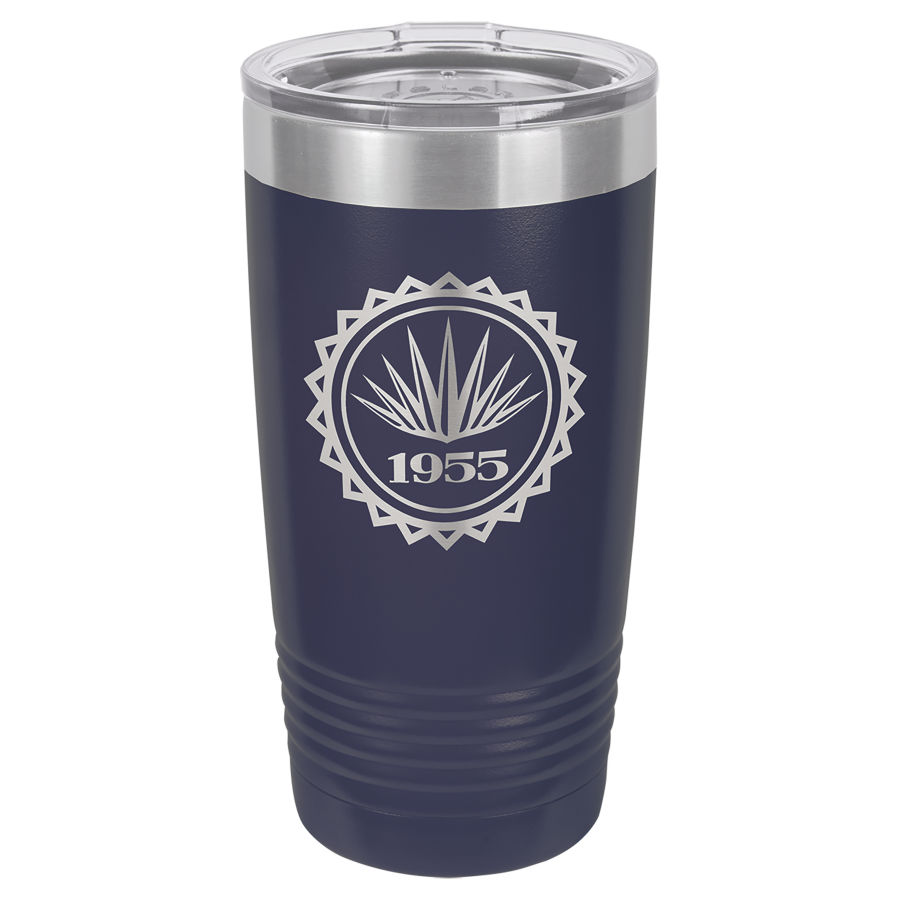 20 oz Navy Powder coated Stainless Steel Polar Camel insulated tumbler.  Customizable with your personal image or saying.