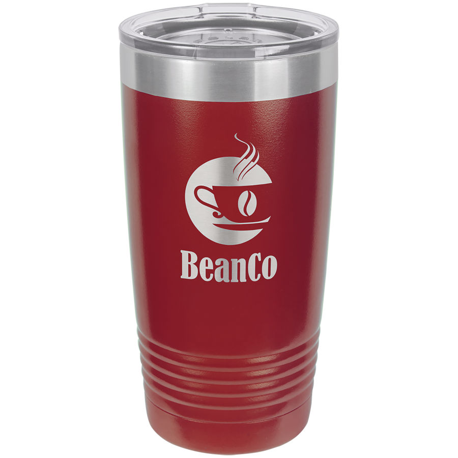 20 oz Maroon Powder coated Stainless Steel Polar Camel insulated tumbler.  Customizable with your personal image or saying.