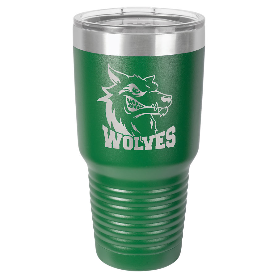 30 oz. Green Polar Camel insulated tumbler.  Customizable with your personal image or saying.