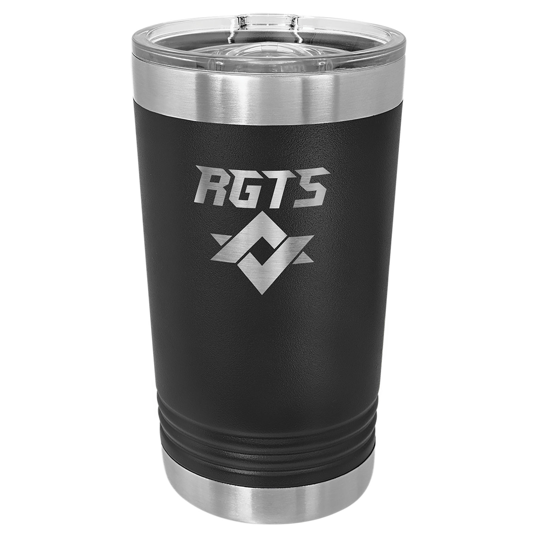 16 oz. Black Stainless Steel Polar Camel Pint with Slider Lid.  Customizable with your personal image or saying.