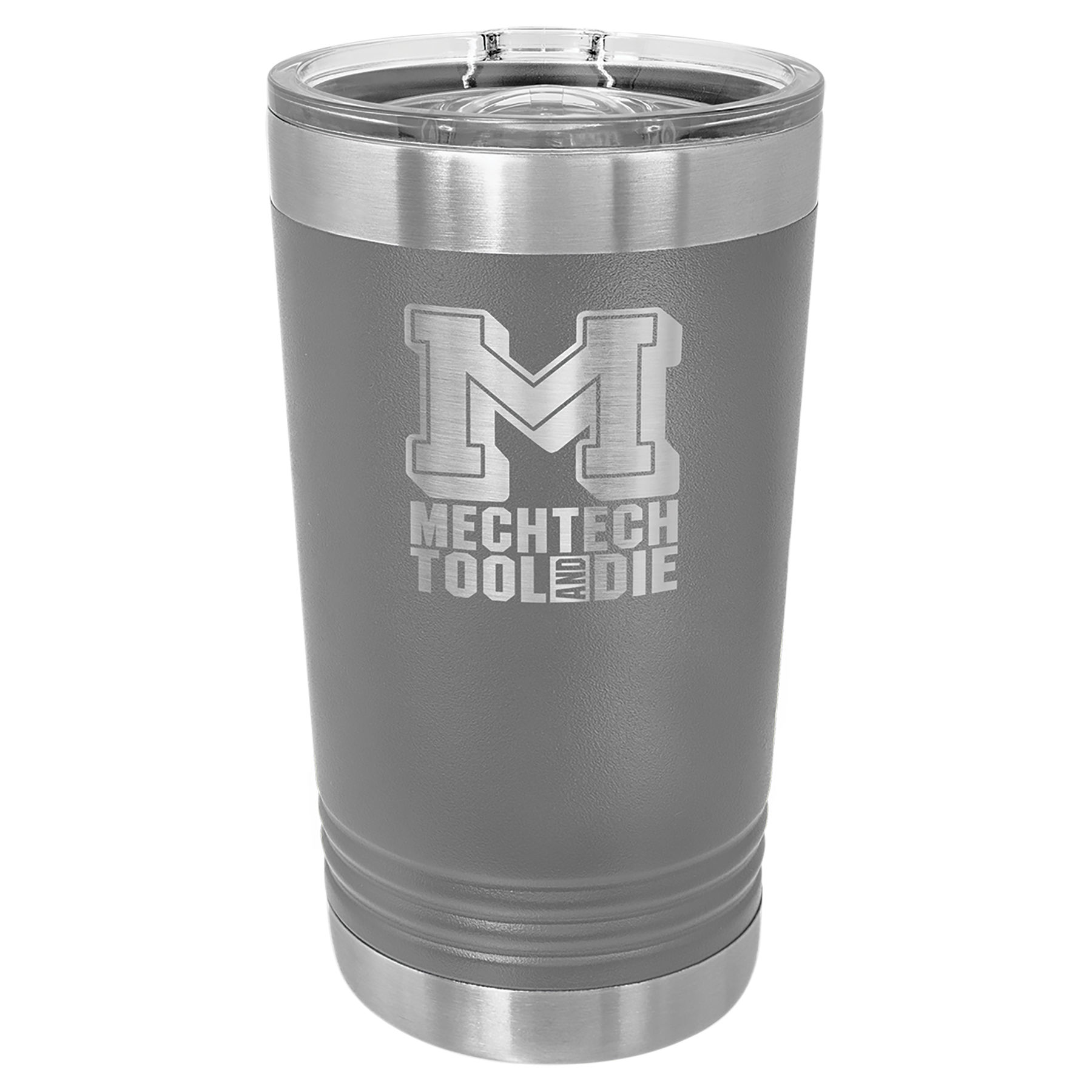 16 oz. Dark Gray Stainless Steel Polar Camel Pint with Slider Lid.  Customizable with your personal image or saying.