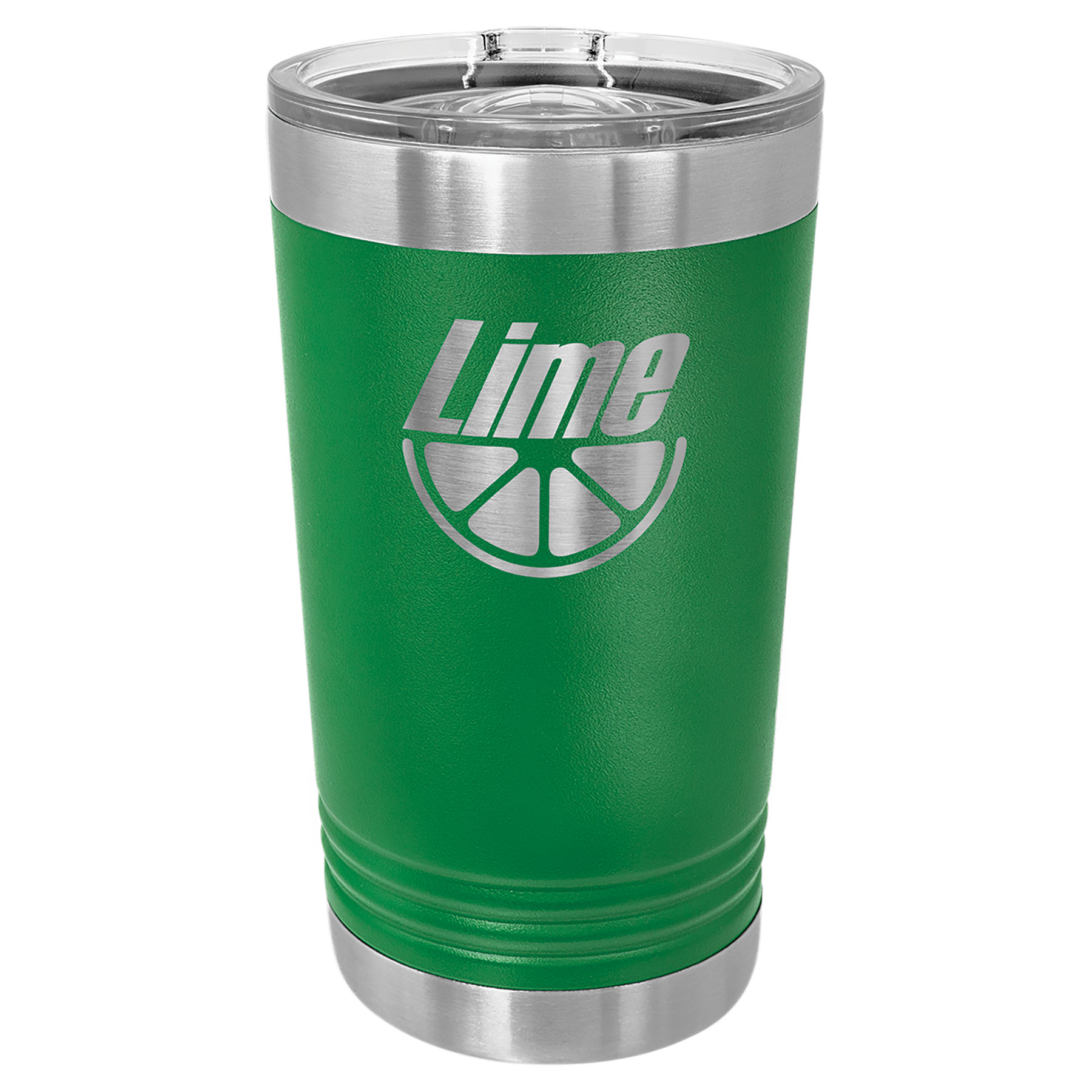 16 oz. Green Stainless Steel Polar Camel Pint with Slider Lid.  Customizable with your personal image or saying.