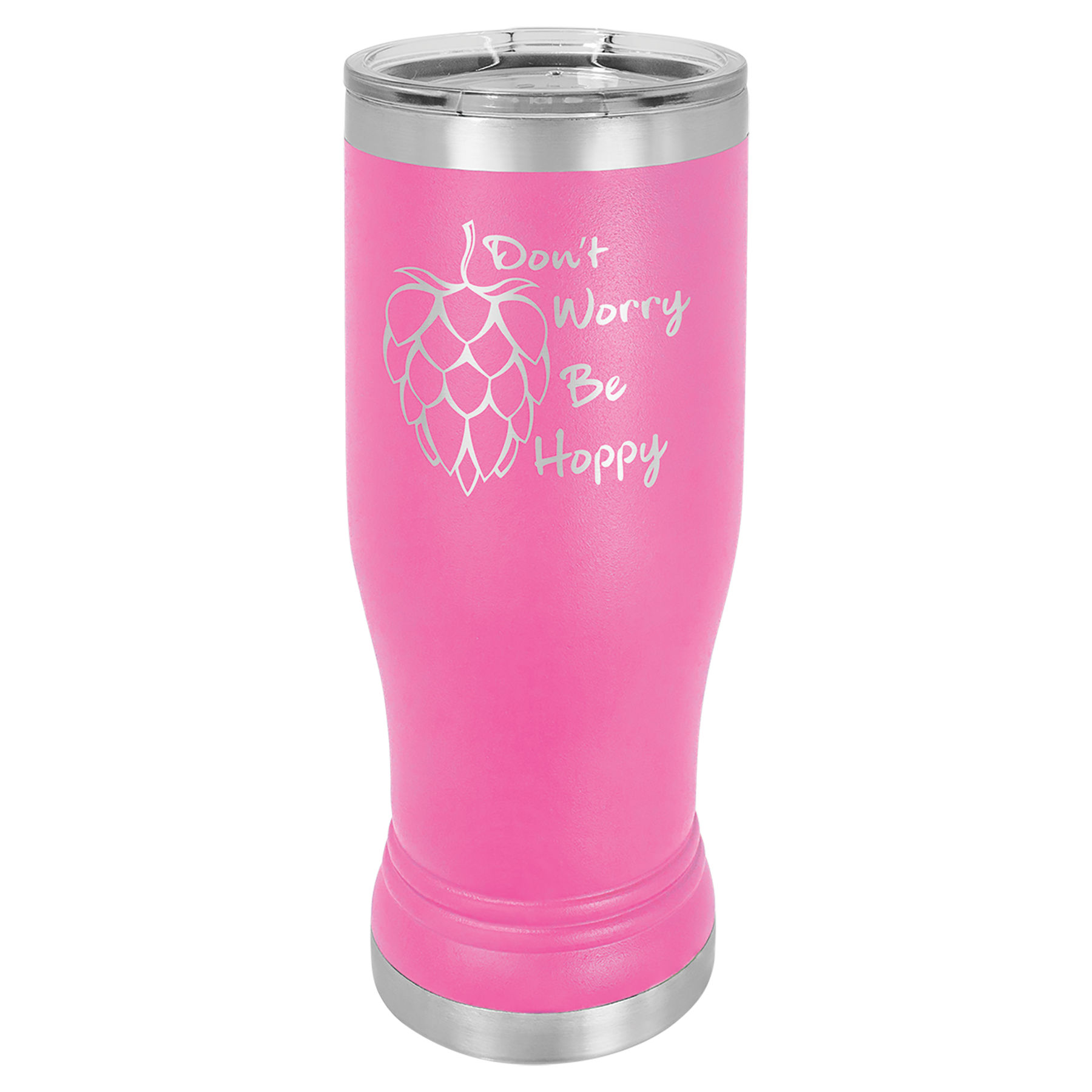 14 oz. Pink Stainless Steel Polar Camel Pilsner.  Customizable with your personal image or saying.
