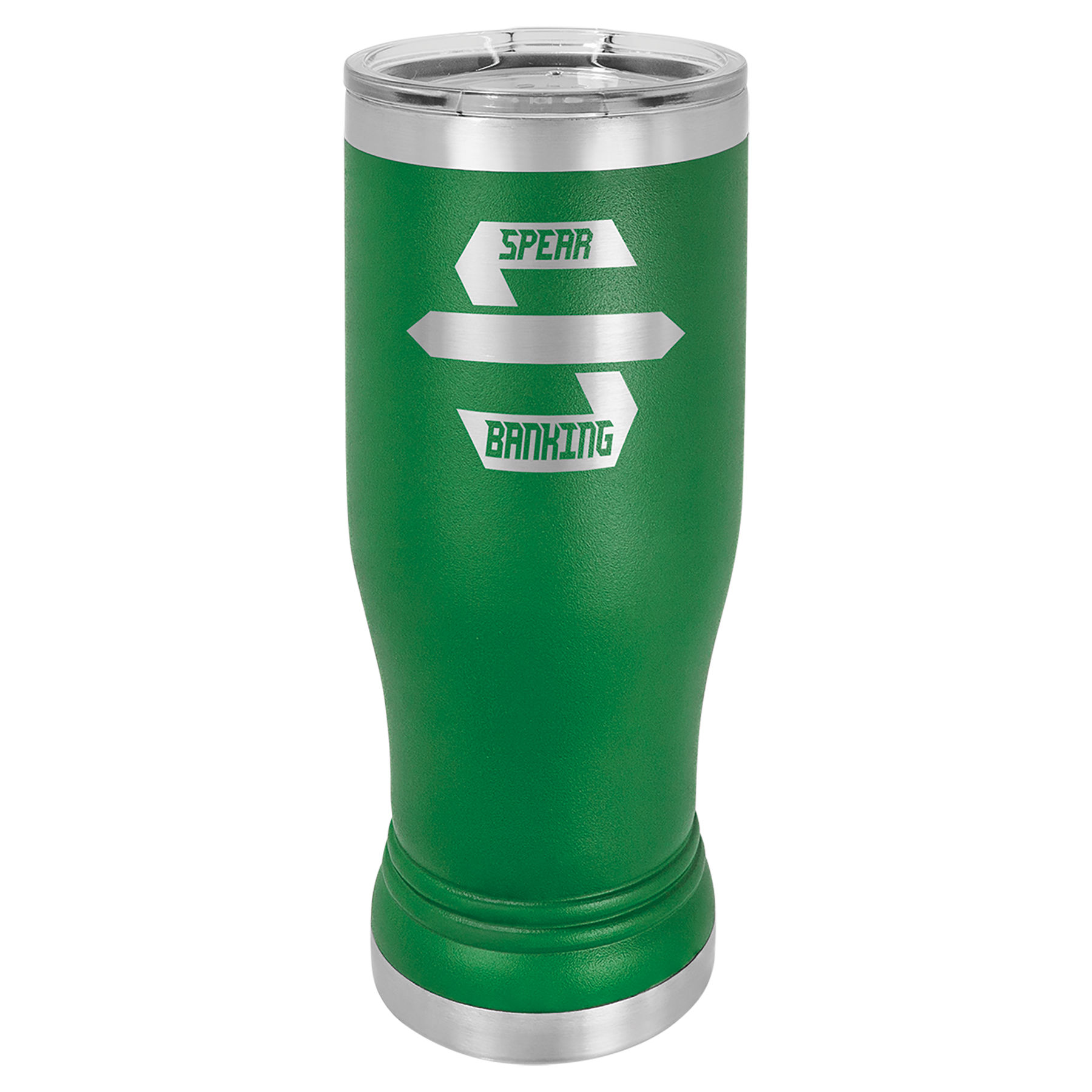 14 oz. Green Stainless Steel Polar Camel Pilsner.  Customizable with your personal image or saying.