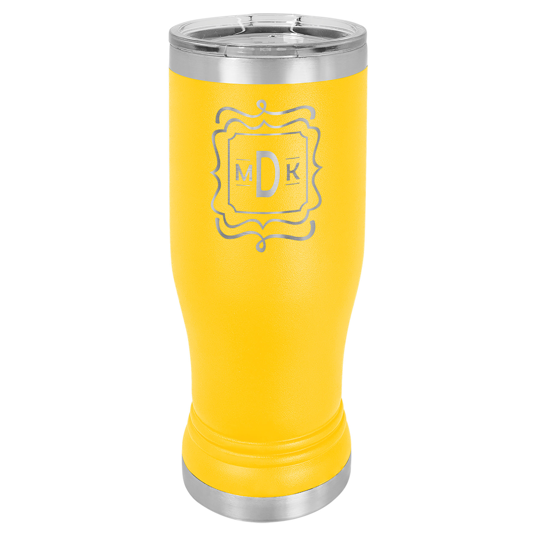 14 oz. Yellow Stainless Steel Polar Camel Pilsner.  Customizable with your personal image or saying.