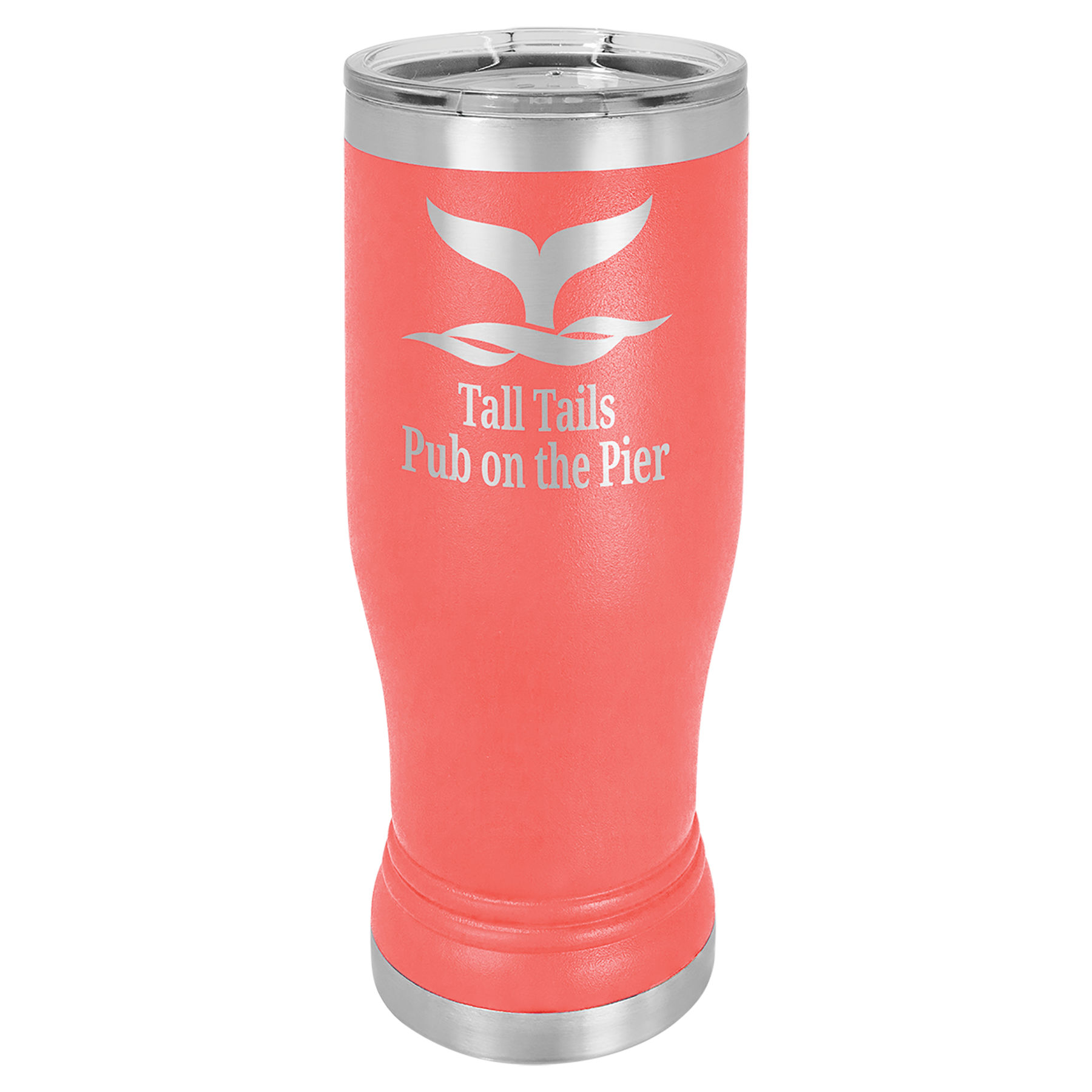 14 oz. Coral Stainless Steel Polar Camel Pilsner.  Customizable with your personal image or saying.