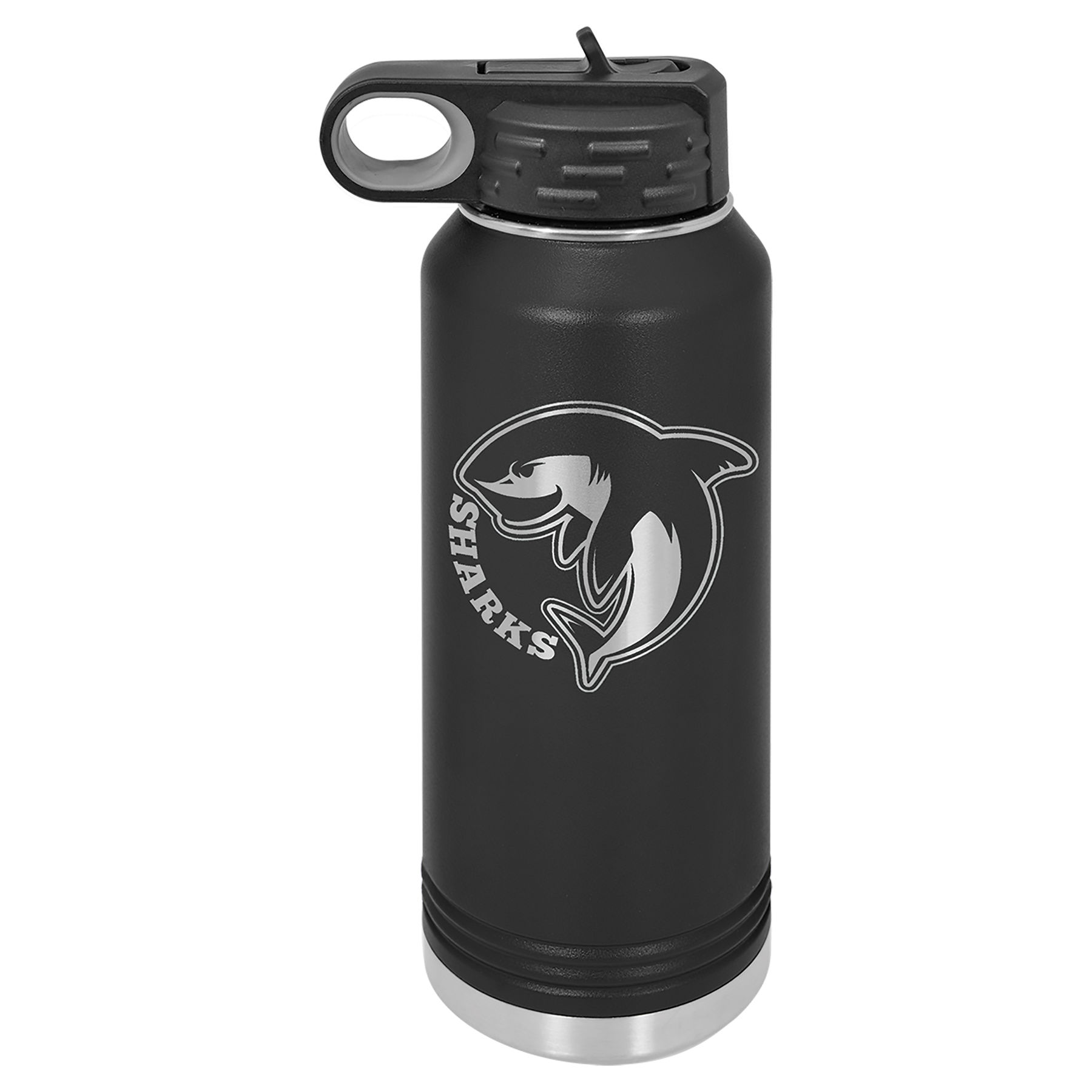 32 oz. Black Stainless Steel Insulated Water Bottler.  Customizable with your personal image or saying.