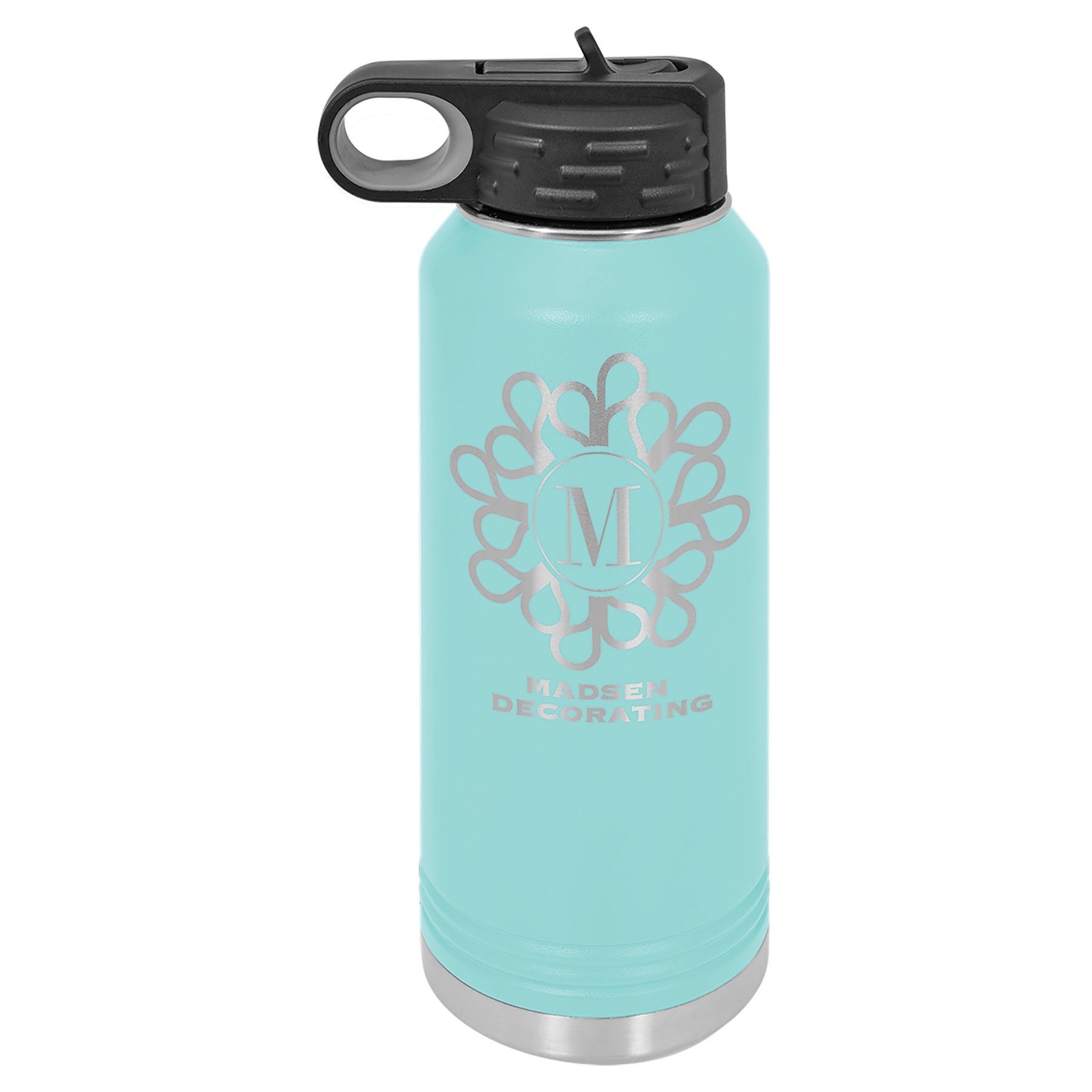 32 oz. Teal Stainless Steel Insulated Water Bottler.  Customizable with your personal image or saying.