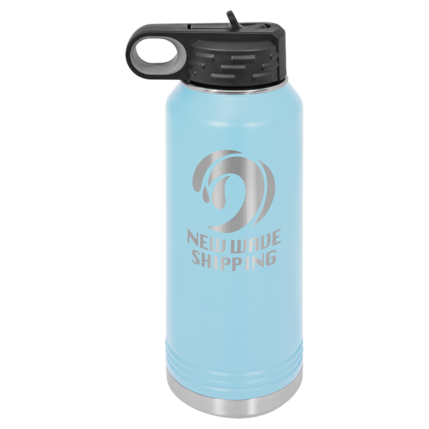 32 oz. Light Blue Stainless Steel Insulated Water Bottler.  Customizable with your personal image or saying.