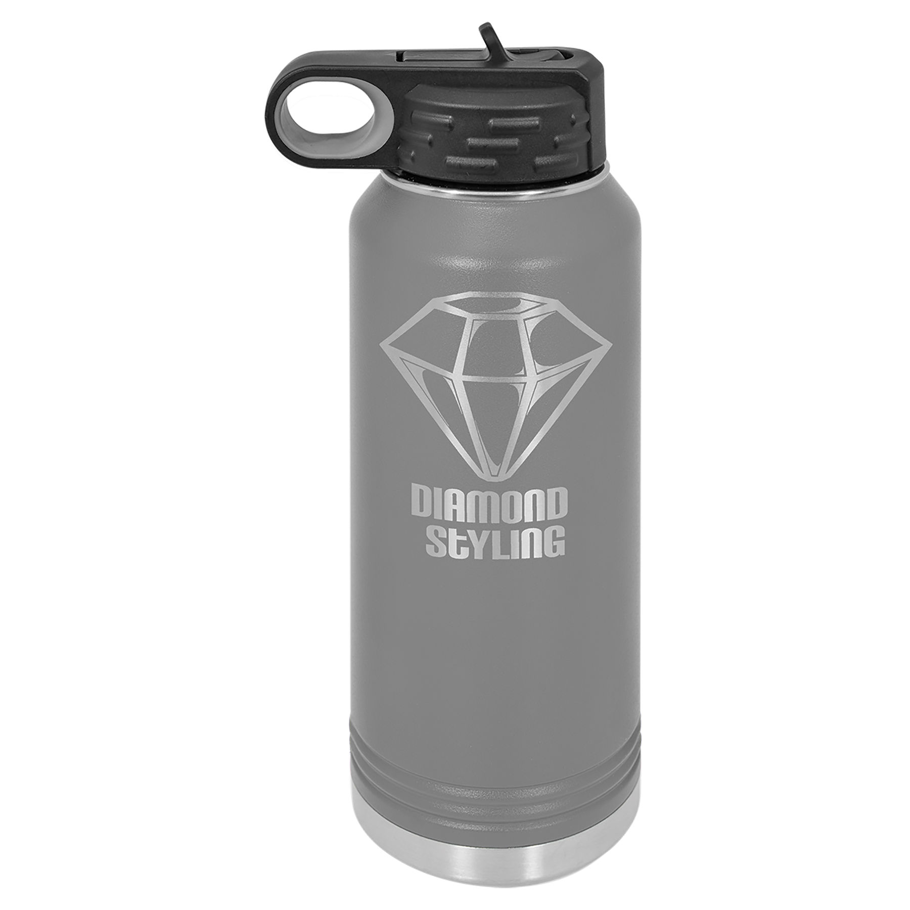 32 oz. Dark Gray Stainless Steel Insulated Water Bottler.  Customizable with your personal image or saying.