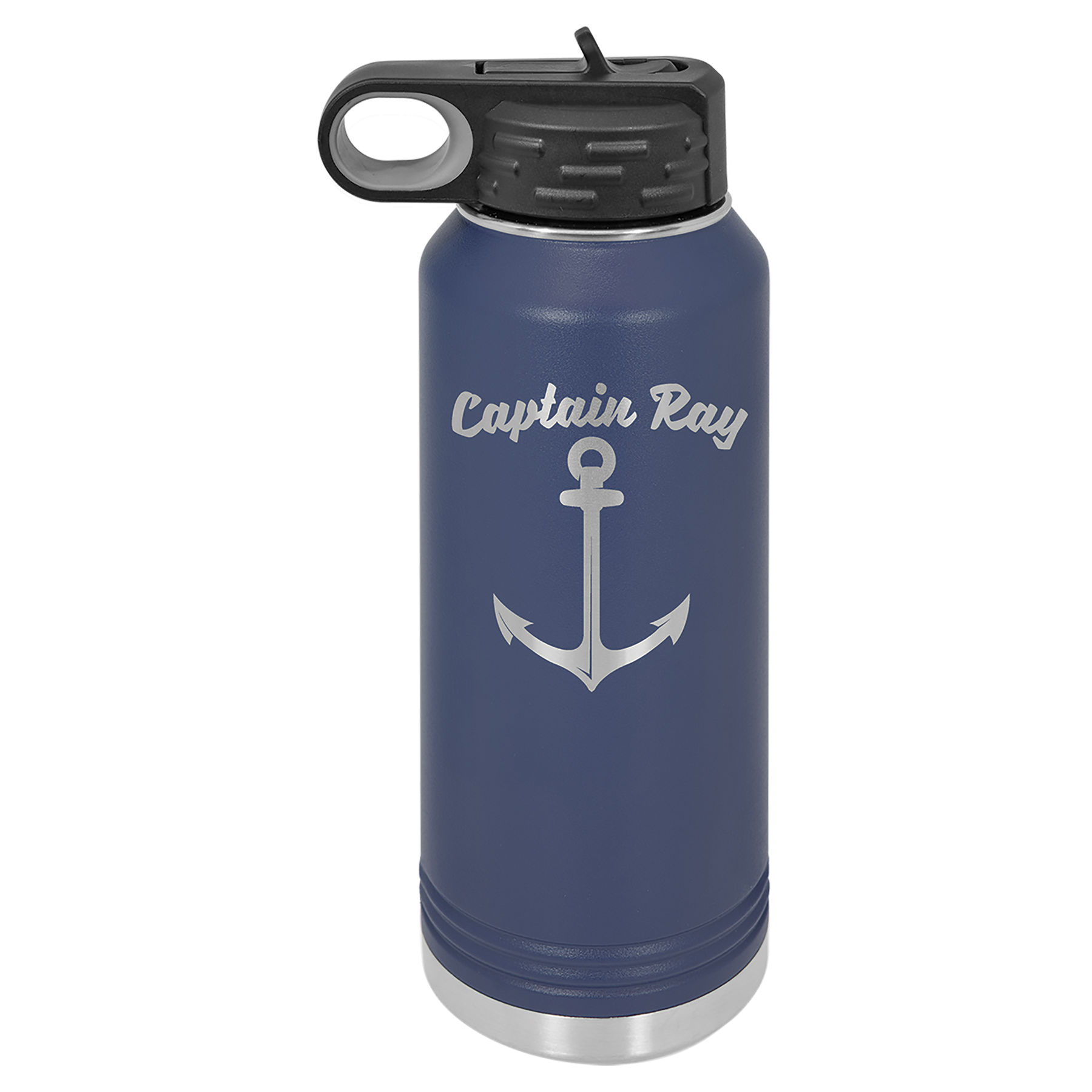 32 oz. Navy Blue Stainless Steel Insulated Water Bottler.  Customizable with your personal image or saying.