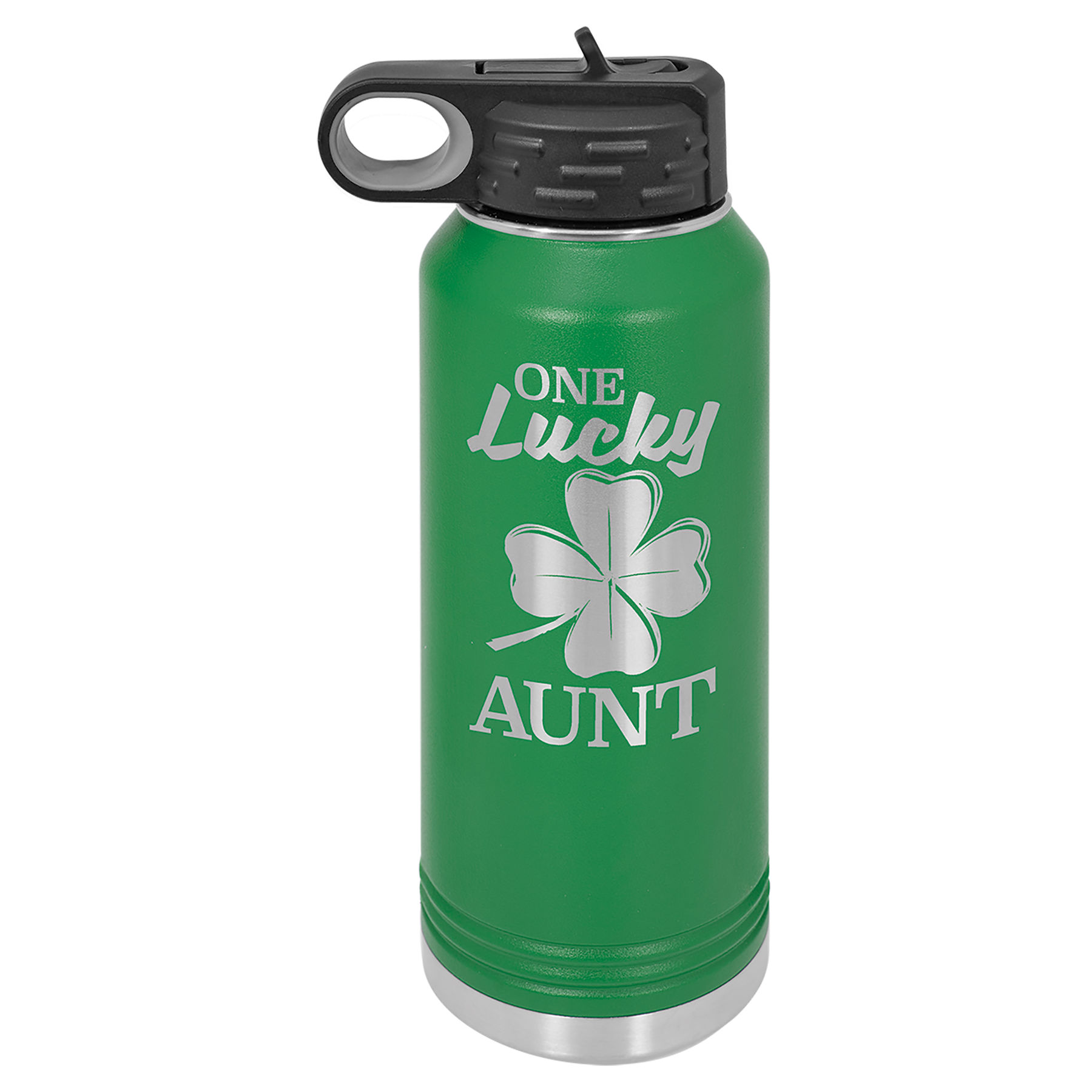 32 oz. Green Stainless Steel Insulated Water Bottle.  Customizable with your personal image or saying.