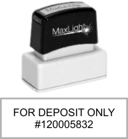 Petersen Specialty - Small MaxLight Endorsement Stamp. This and more check and banking endorsement stamps available now. Order today!