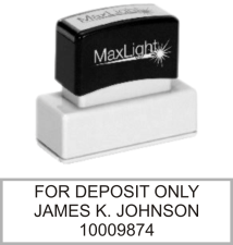 Petersen Specialty - Medium MaxLight Endorsement Stamp. This and more check and banking endorsement stamps available now. Order today!