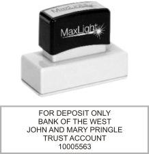 Petersen Specialty - Large MaxLight 185 Endorsement Stamp. This and more check and bank endorsement stamps available now. Order Today!