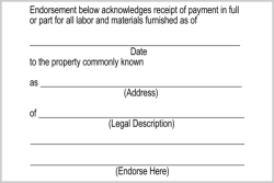 Lien Waiver Endorsement Stamp, lien waiver stamp, self-inking lien waiver, lien release, lien endorsement