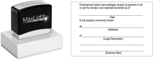 Lien Waiver Endorsement Stamp, lien waiver stamp, self-inking lien waiver, lien release, lien endorsement