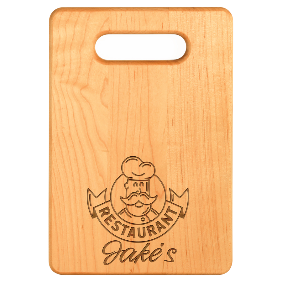 Customize this 9" x 6" Solid Maple Cutting Board  with your company logo or personal saying.