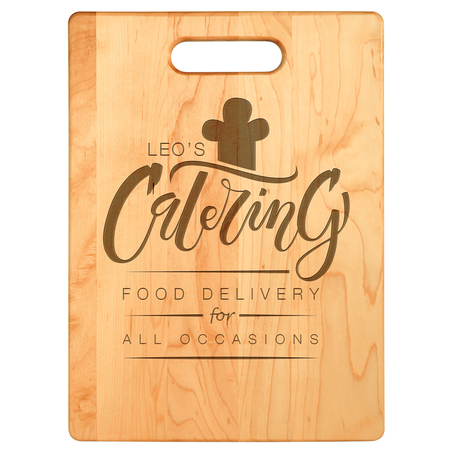 Customize this 13 3/4" x 9 3/4" Solid Maple Cutting Board  with your company logo or personal saying.