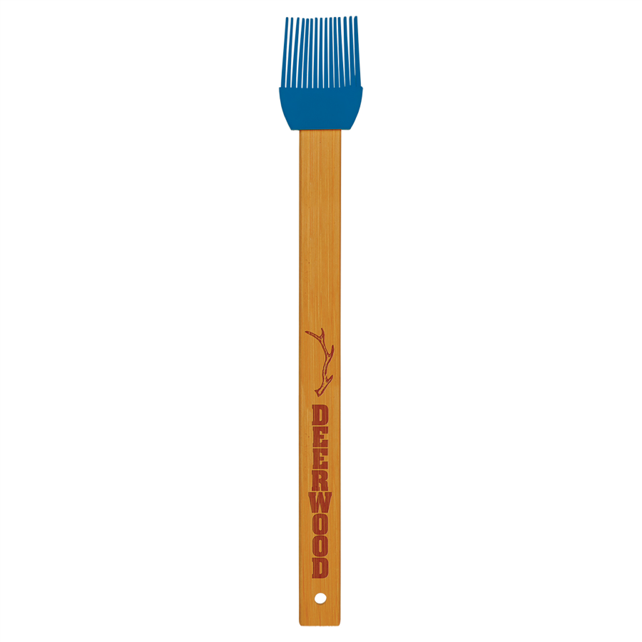 11 3/4" Blue Silicone Baster Brush with Bamboo Handle with your company logo or personal saying.