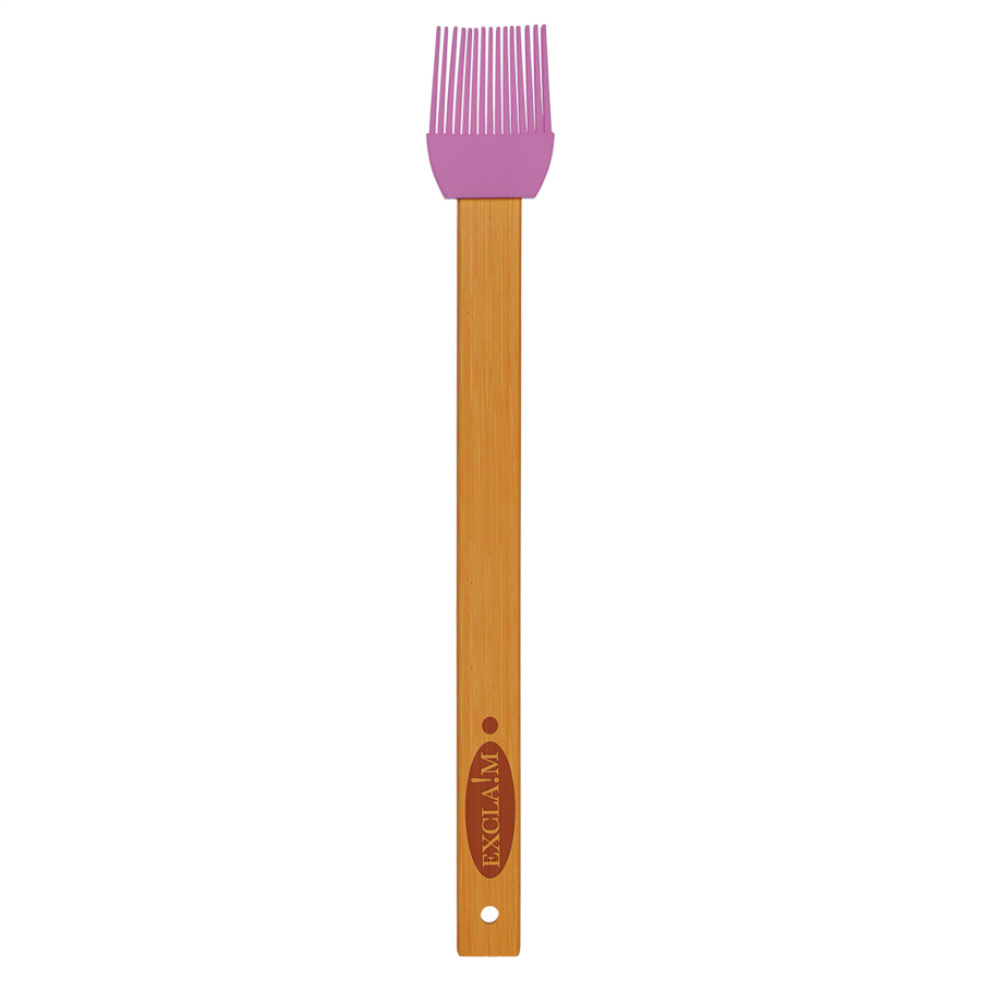 11 3/4" Purple Silicone Baster Brush with Bamboo Handle with your company logo or personal saying.