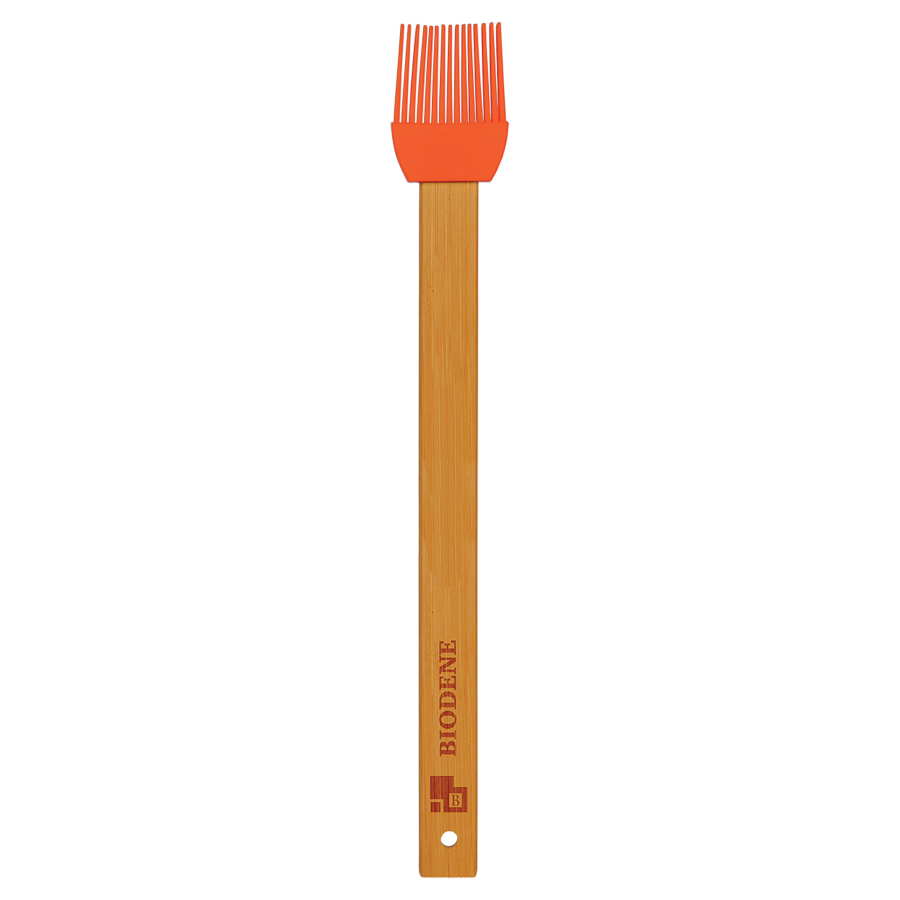 11 3/4" Red Silicone Baster Brush with Bamboo Handle with your company logo or personal saying.