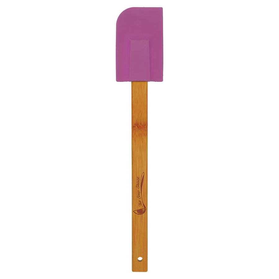 11 3/4" Purple Silicone Spatula with Bamboo Handle with your company logo or personal saying.