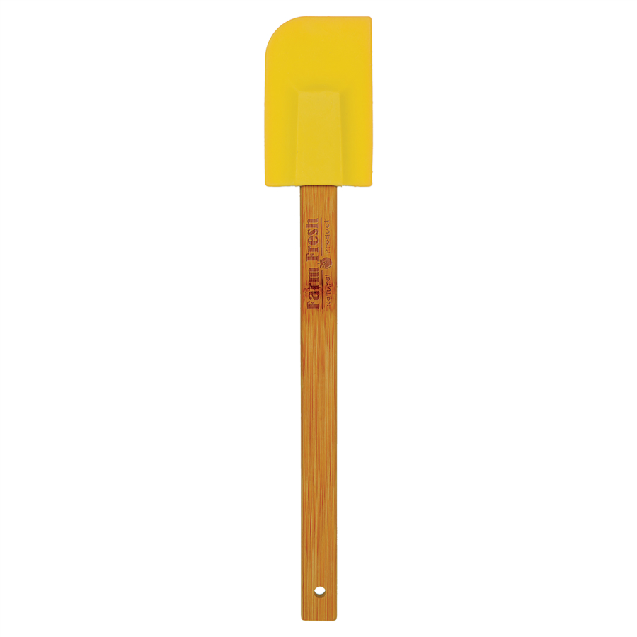11 3/4" Yellow Silicone Spatula with Bamboo Handle with your company logo or personal saying.