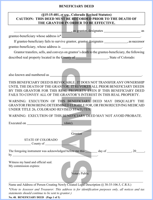 Beneficiary Deed Colorado Tax Implications