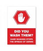 Petersen Specialty - 5.875" x 7.875" hand washing reminder wall sign for COVID-19 guidelines. This and more ready-made coronavirus guideline signs available now. Order Today!