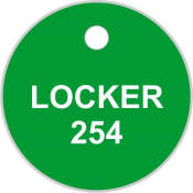 Petersen Specialty - Engraved 1-1/2" round plastic tag for control boxes/panels, machine equipment and industrial uses. Customize text, color and easy install options for your needs. Durable for indoors and outdoors. Order today!